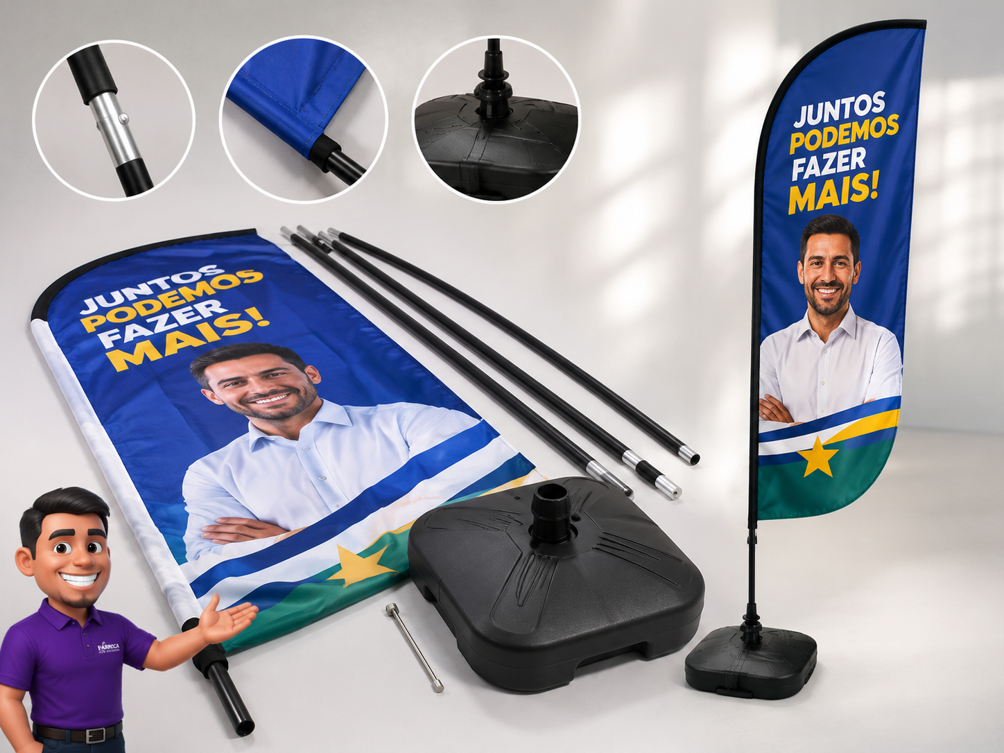 Kit completo Wind Banner para campanhas eleitorais